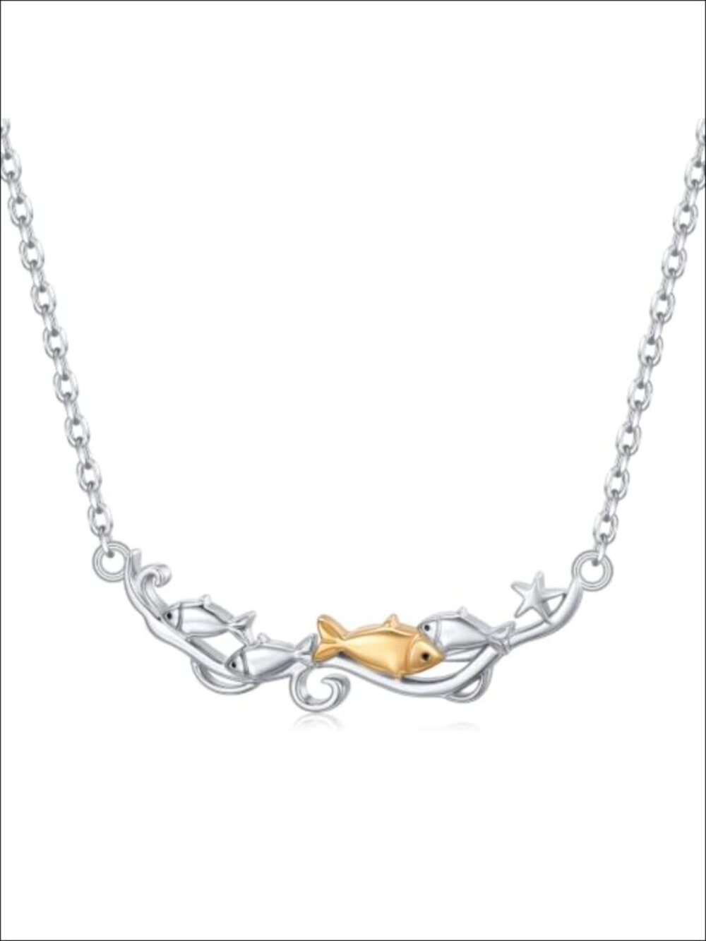 925 Sterling Silver Fish Pendant Necklace Marine Life Ocean Jewelry